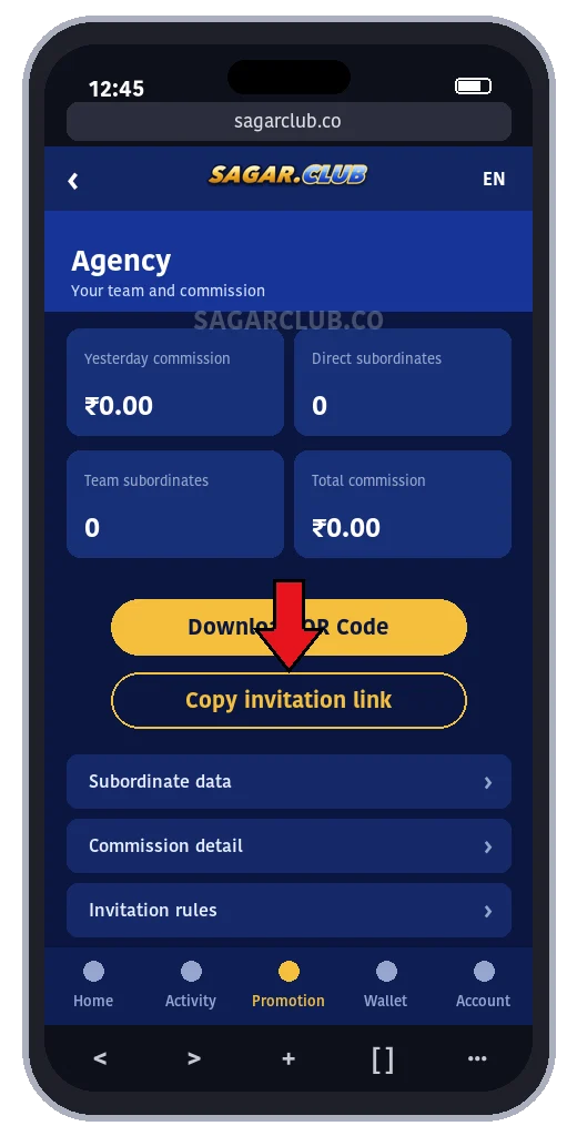Sagar Club agent page
