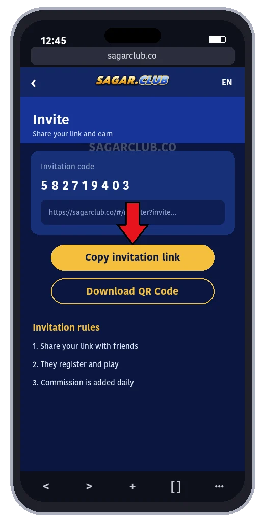 Sagar Club invitation link