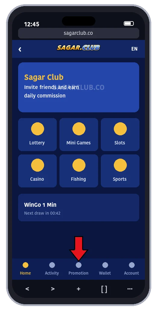 Sagar Club promotion page